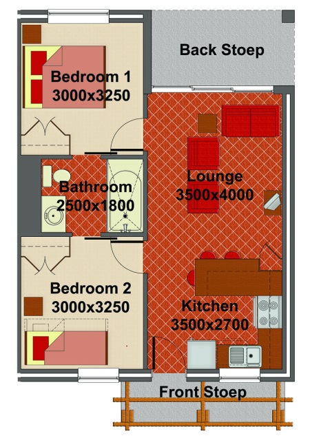Floorplan of the medium-sized unit